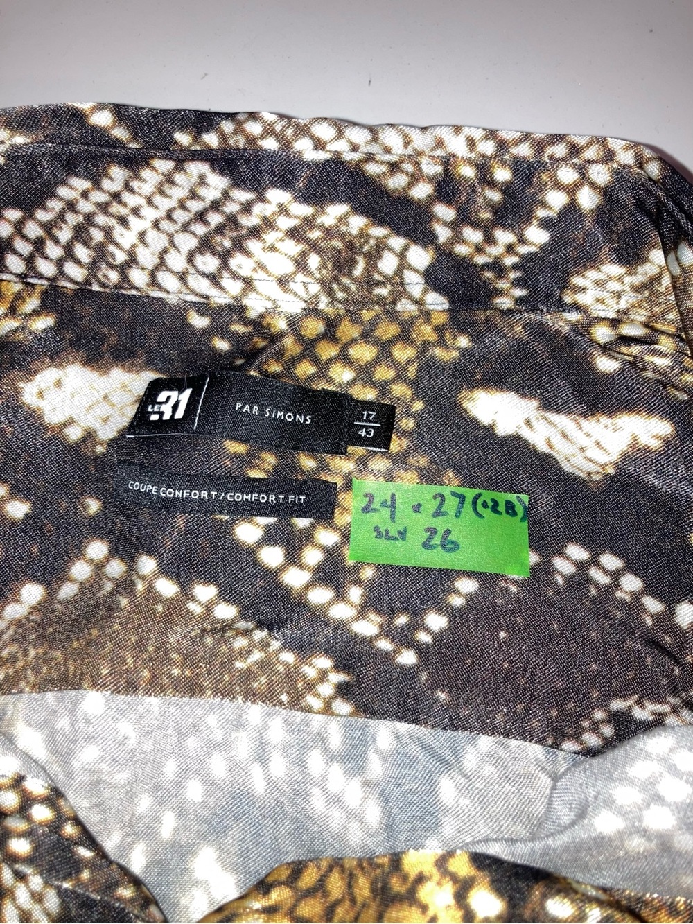 Le 31 Simons Brown Snake Print Button Up Shirt - size XXL - Picture 3 of 6